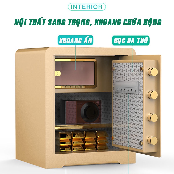 Két Sắt Điện Tử Cao Cấp Khóa Bảo Mật Vân Tay - Khóa Số Thông Minh Kích Thước 45x38x33cm Sang Trọng