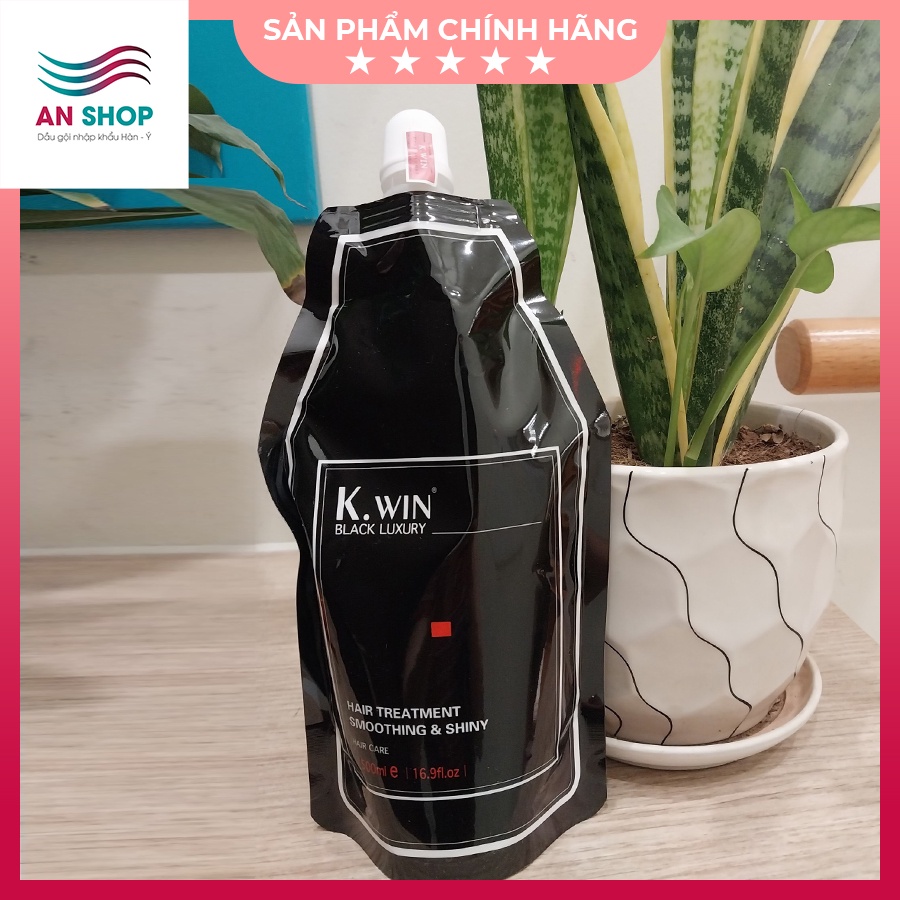 Ủ tóc dầu hấp tóc phục hồi hư tổn collagen dưỡng tóc khô xơ uốn nhuộm duỗi siêu mềm mượt K.win Black Luxury 500ml