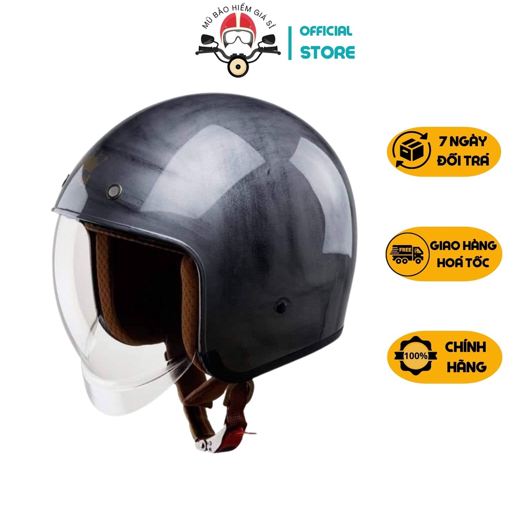 MŨ BẢO HIỂM ROYAL M139 KÍNH ÂM 3/4 ĐẦU size  MẦU ĐEN BÓNG V10