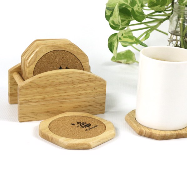 Miếng Lót Ly (Cốc) Cao Cấp Hình Vát Góc, Khay Đế Đựng Ly Gỗ Trang Trí, Mua 6 Miếng Tặng Đế Để - Gỗ Đức Thành 23201