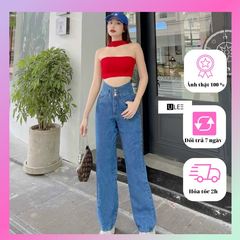 Quần Jean Ống Suông Không co giãn DQJ-TDMI5029| Cạp Cao | Vải Jean Wash Xịn| Ulee