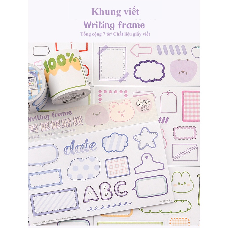 Sticker, khung viết chữ trang trí album ảnh DIY