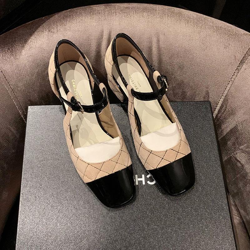 Giày Mary Jane Gót Dày Mũi Vuông Phong Cách Thời Trang Mùa Thu 2022 Mới