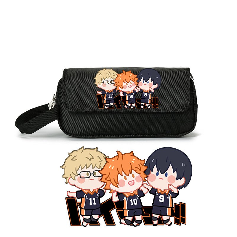 Hộp bút vải canvas IN HÌNH HAIKYUU!! VUA BÓNG CHUYỀN ver CHƠI BÓNG anime chibi đồ dùng học tập xinh xắn