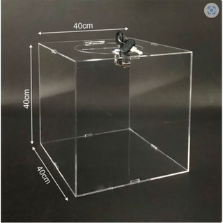 Thùng phiếu bốc thăm / thùng từ thiện mica dày 2mm, vuông nắp có khóa