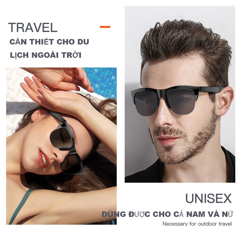 Tai nghe bluetooth Mắt kính unisex hot trend thời trang gọng kính mát nam nữ nhiều màu phong cách Kính râm UV400 cho Nam và Nữ