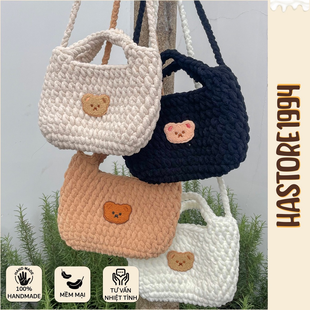 Túi đeo chéo Túi xách Túi len handmade cute size trung 25x17cm Crochet bag