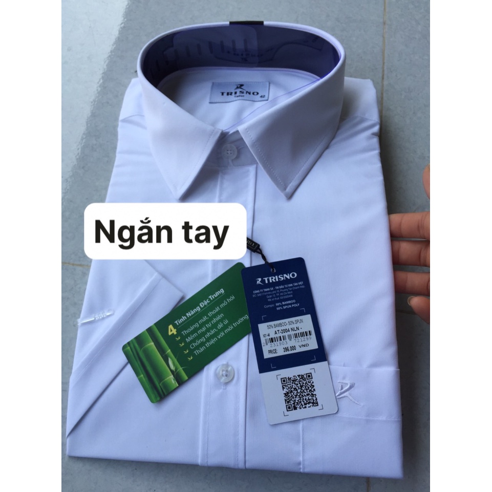 Áo trắng Trisno ngắn tay giá mác 395k giảm còn 265k form công sở