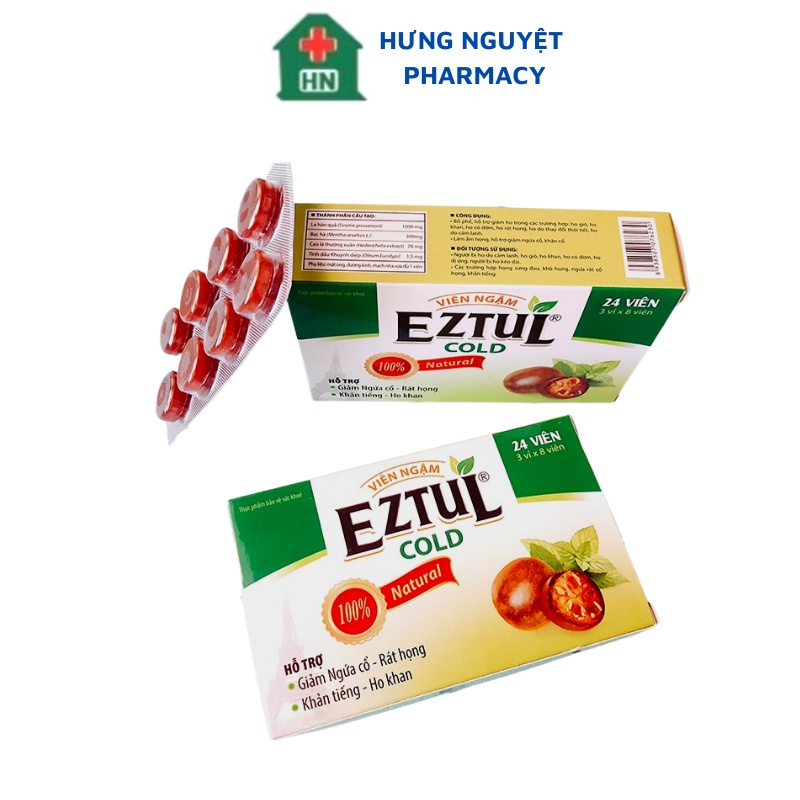 EZTUL COLD viên ngậm giảm đau rát họng, ngứa họng, khản tiếng, ho kéo dài