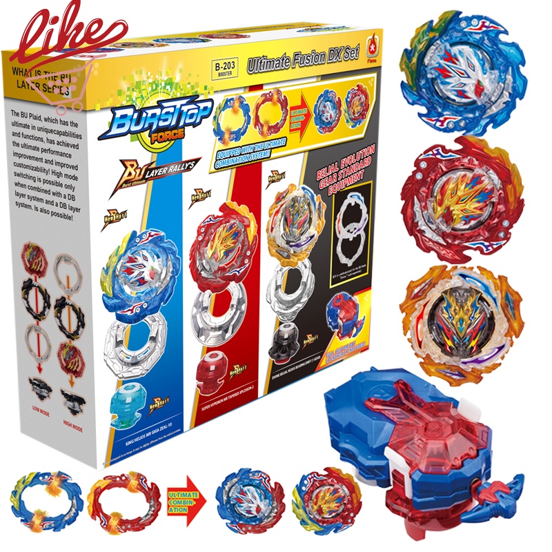 Con Quay Đồ Chơi Beyblade Burst B-203 BU Ultimate Fusion DX B203 B184 LR Launcher Beylauncher Beybla