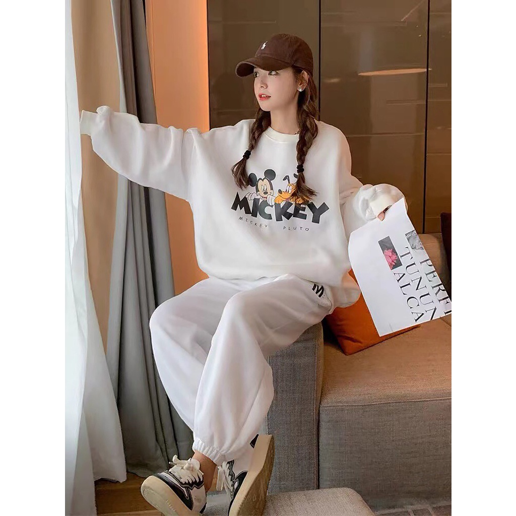 Bộ Nỉ Thu Đông Cao Cấp, Set Nỉ Nữ Cute Form Rộng Chất Nỉ Cua Siêu Mềm Mịn