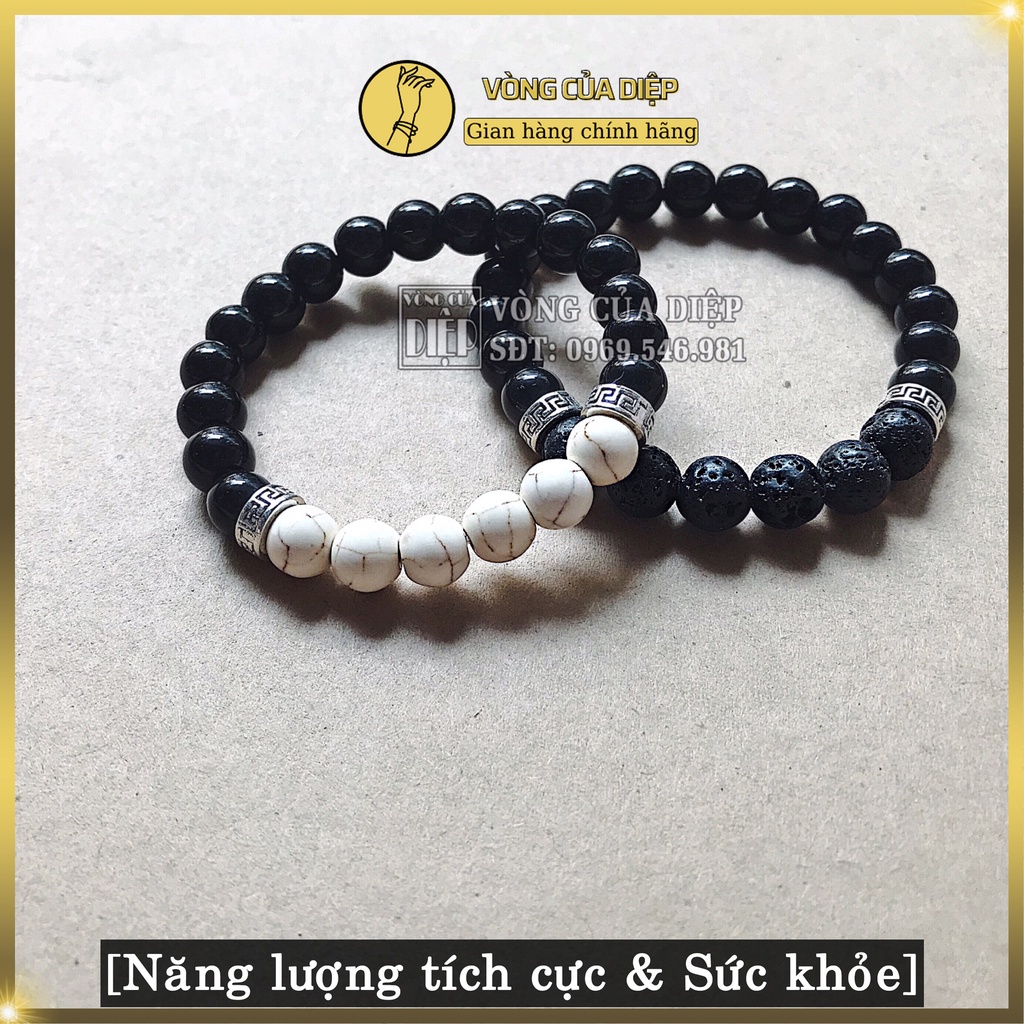 Vòng tay đá phối San Hô Nham Thạch size hạt 8mm vừa tay (mẫu số 7)