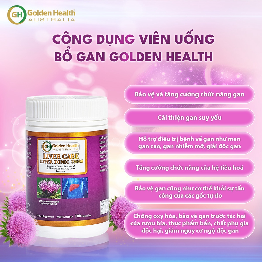 [GOLDEN HEALTH] Viên uống bổ gan - Liver Care Liver Tonic 35000mg