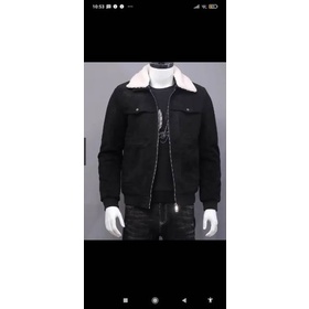 Áo khoác da lộn trơn không họa tiết