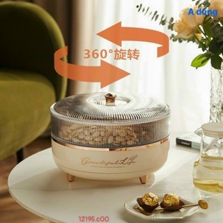 Khay mứt tết 2 tầng, khay mứt tự xoay 2 tầng cao cấp, khay mứt 2 tầng 10 ngăn, khay đựng mứt tết