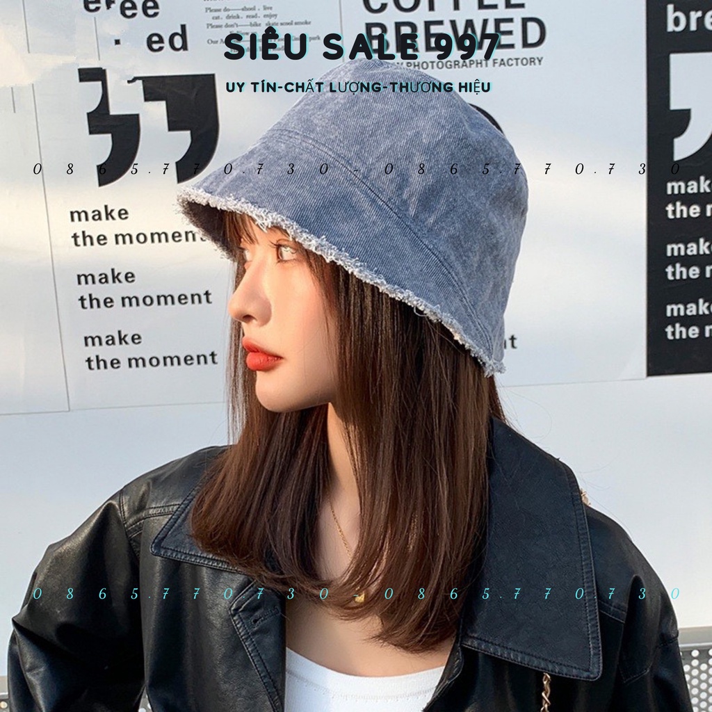NÓN BO QC DENIM CỤP TRƠN RÁCH TUA NHẸ NHIỀU MÀU DỄ PHỐI ĐỒ