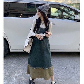  Váy Yếm Jean Dáng Dài Phối 2 Màu Tiểu Thư Mẫu Mới Mùa Đông Taobaotrend.Hn 