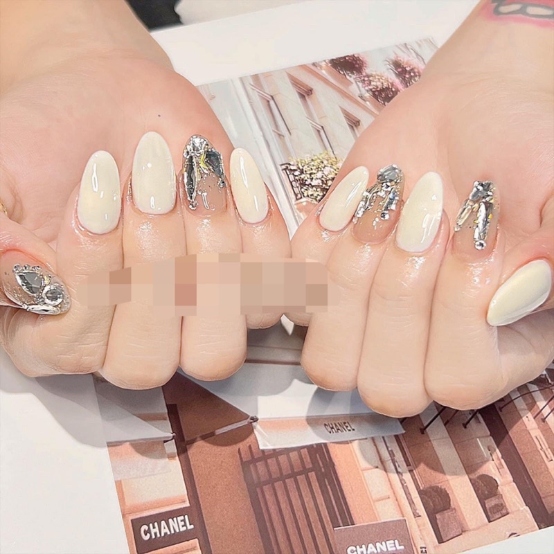 🎀Nail box, móng up thiết kế trắng đá 259🎀