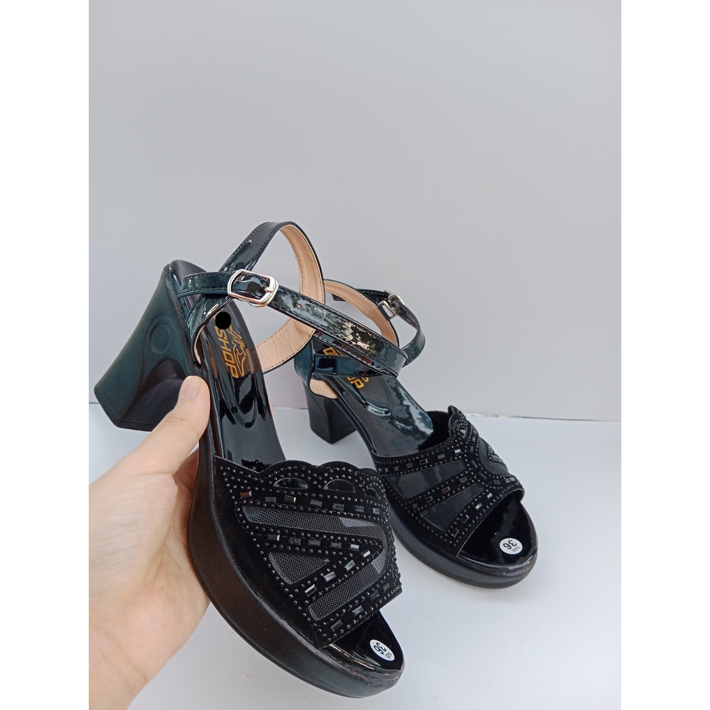 Dép NỮ cao gót đẹp mẫu quai đá gót vuông 7 phân chắc chắn, KH01 Thời Trang