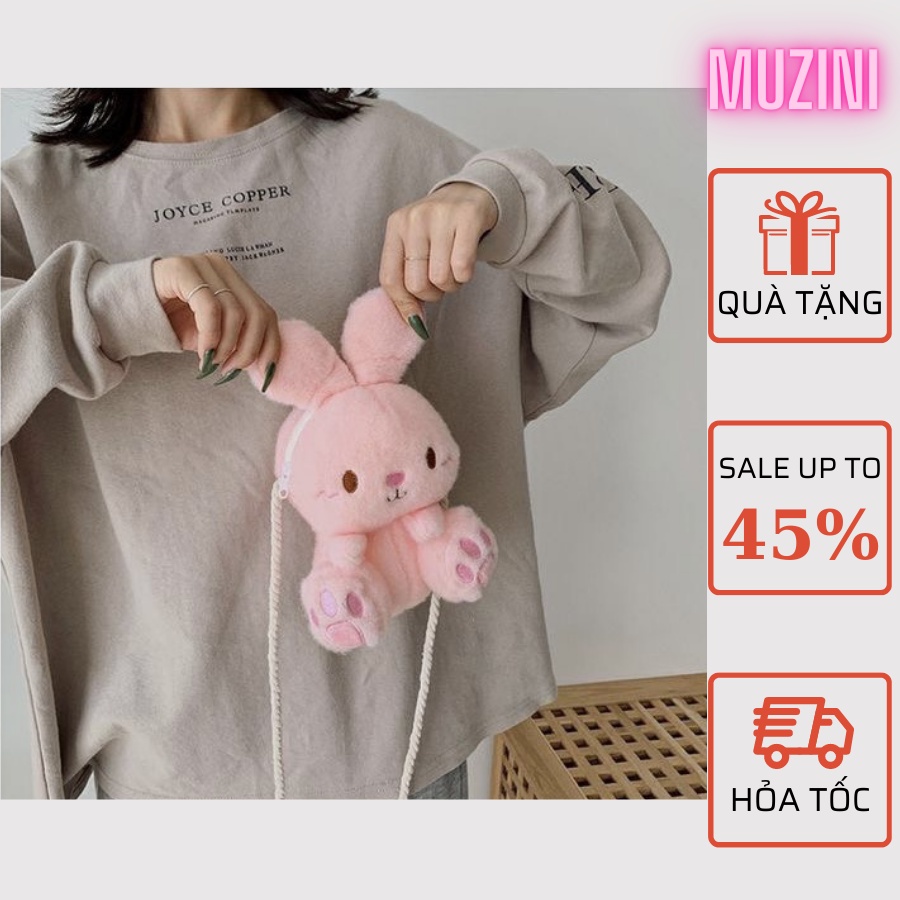 [Hàng Sắp Về]Túi thời trang đeo chéo hình thỏ nhồi bông Túi đeo chéo họa tiết hoạt hình xinh xắn dành cho nữ Muzini TC01