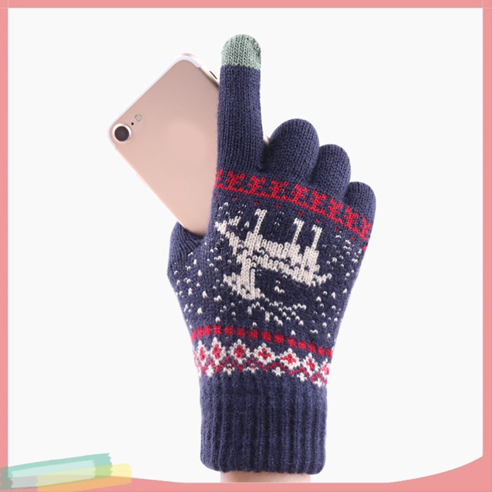 Găng Tay Len Giữ Ấm Họa Tiết Giáng Sinh Xinh Xắn