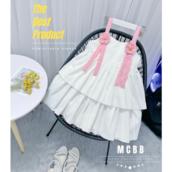 Đầm hai dây bé gái kết hoa siêu yêu