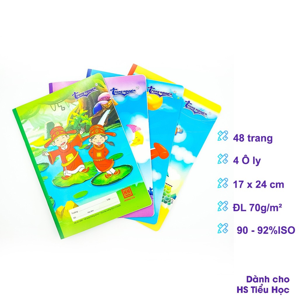 5 quyển vở 4 ô ly Hồng Hà 48 trang Chân dung Trạng nguyên (0563) dành cho học sinh tiểu học tập viết chữ