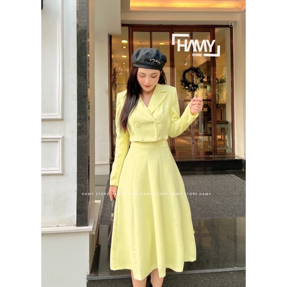 Sét Dài Tay Chân Váy Vest Dài