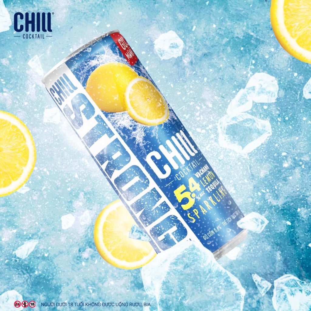 Thùng 6 lon STRONG CHILL COCKTAIL - Vị Chanh 330ml/lon [Hỏa Tốc/Nhanh]