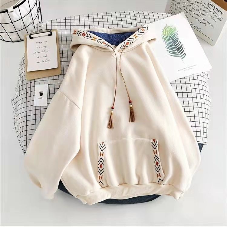 👗Trang phục Junyi💗Áo Hoodie Cotton Dày Dặn Dáng Rộng Phong Cách Thu Đông Mới Cho Nữ