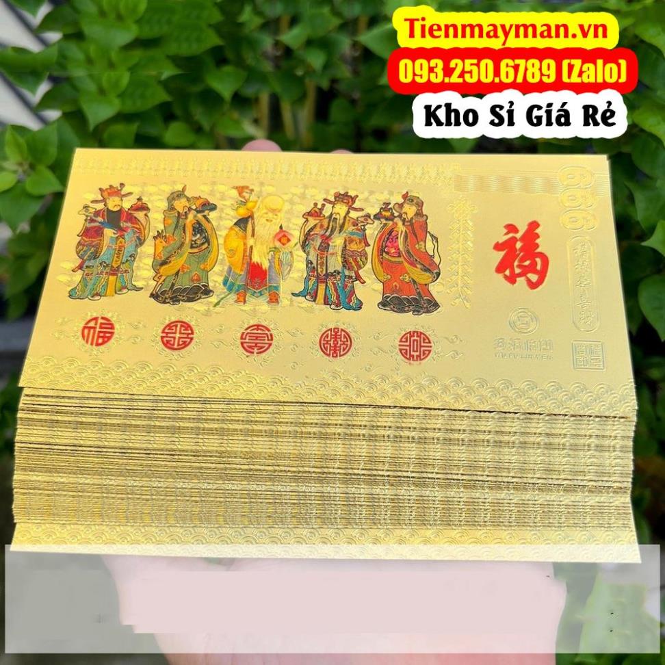 [HÀNG CHUẨN] Sỉ Giá Tốt 10 Tờ Tiền Phong Thủy Ngũ Phúc Lâm Môn Plastic Mạ Vàng - PHÚC LỘC THỌ TÀI HỶ