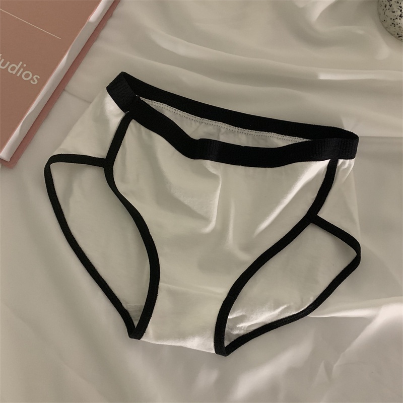 Quần Lót cotton Lưng Vừa Màu Trắng Đen Cho Nữ