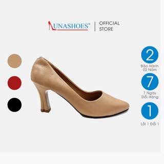 Giầy cao gót nữ 7p Lunashoes 5004 giày da bò thật giầy cho mẹ bảo hành 24 tháng hàng vnxk guốc búp bê mềm đi êm chân