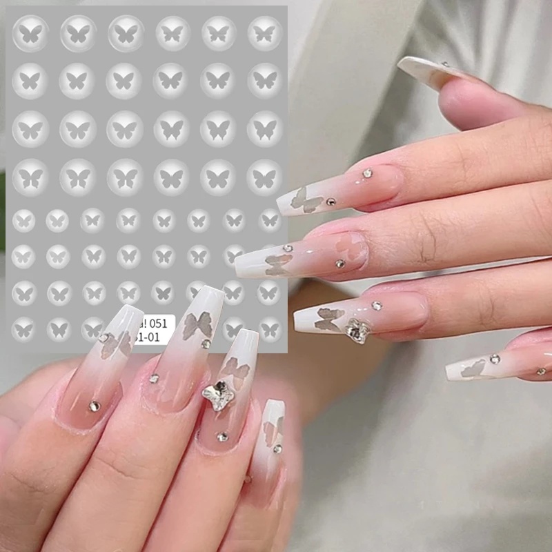 1 Tấm Hình Dán Trang Trí Móng Tay 3D Hình Bướm Trái Tim Xinh Xắn