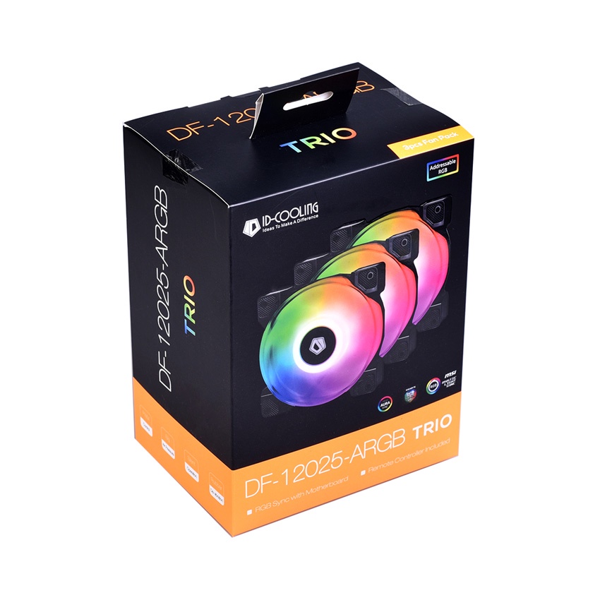 Fan Case ID Cooling DF-12025-ARGB TRIO 3pcs Pack BLACK/SNOW WHITE