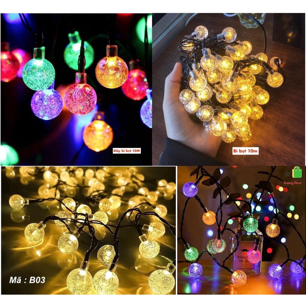 Dây đèn trang trí ngoài trời 10m 20m 40m 50m nháy đủ màu , trang trí nhà cửa quán cà phê