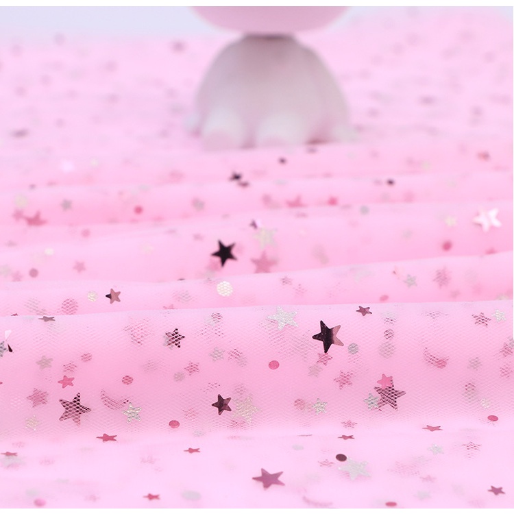 Khăn Trải Bàn Bằng Vải Lưới Họa Tiết Ngôi Sao Mặt Trăng Lấp Lánh