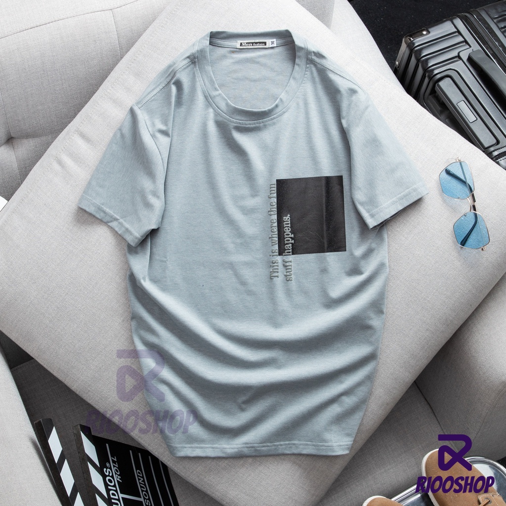 Áo thun nam cổ tròn cotton vnxk, áo phông nam ngắn tay cotton 100 màu xanh đen, xám xanh, nâu đẹp RIOOSHOP RTX096