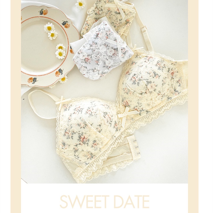 Áo Lót Nâng Ngực Không Gọng Mềm Mại Thoải Mái Phối Ren Nơ Đáng Yêu Cho Nữ