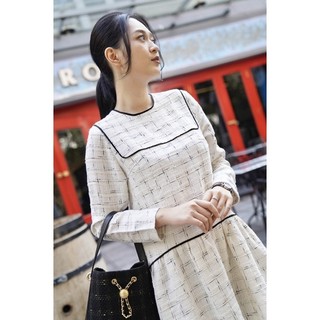 (Ảnh thật) Váy dạ tweed phối viền