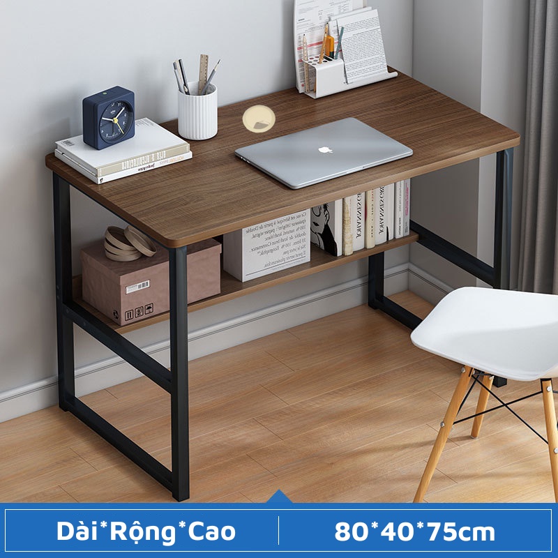 Bàn làm việc hiện đại thiết kế nhiều kệ để đồ, bàn học mặt gỗ MDF dễ lau chùi, khung sắt sơn tĩnh điện không gỉ sét