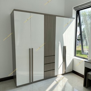 Tủ quần áo, tủ áo 5 cánh tay năm gỗ, có nhiều hôc kéo, ngăn để đồ đa năng, gỗ MDF, CPX-T18
