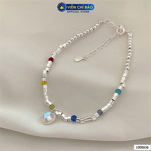 Lắc tay bạc nữ trái tim đá mặt trăng sang chảnh chất liệu bạc 925 thời trang phụ kiện trang sức Viễn Chí Bảo L000636