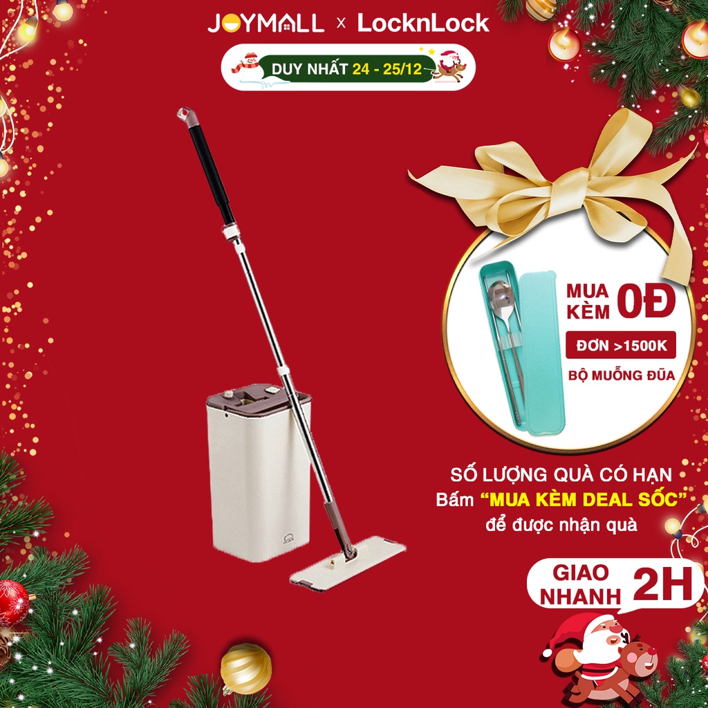 Bộ cây lau nhà Lock&Lock Squeeze Flat Mop ETM471 - Hàng chính hãng, cây lau nhẹ, dễ dàng vắt nước, làm sạch - JoyMall
