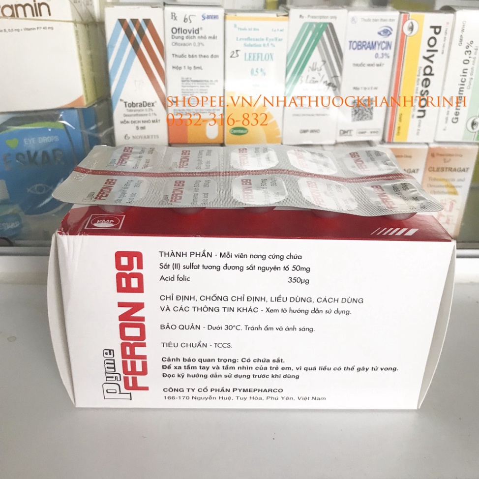 Viên sắt cho bà bầu FERON B9 của PYMEPHARCO, bổ sung sắt 2, acid folic cho mẹ bầu và sau sinh