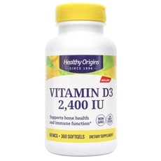 Healthy Origins Vitamin D3 High Potency 2400IU Softgels, 360EA, 1EA