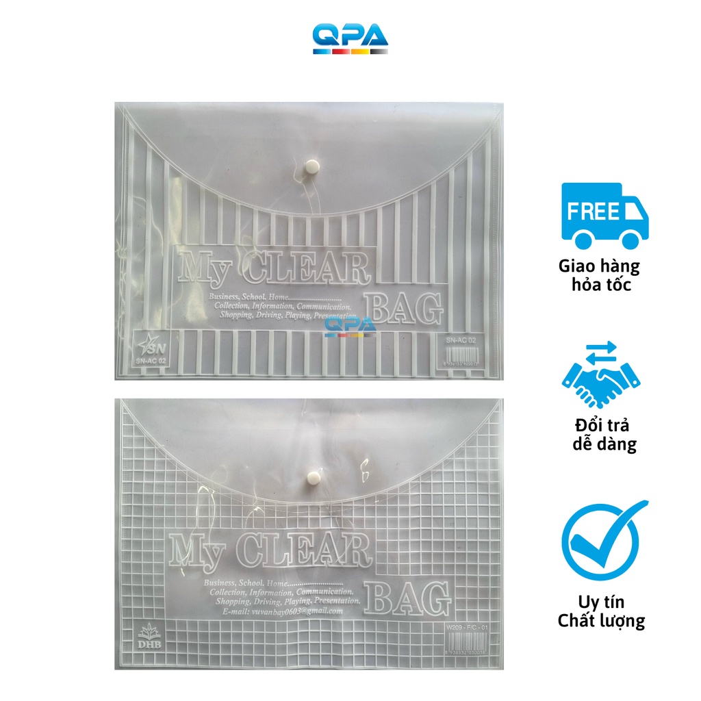 Bìa nút A4 / F4 - My Clear Bag (Bìa sơ mi)
