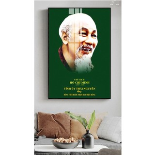 Tranh Treo Tường Chân Dung Bác Hồ Kính Yêu - Tranh Laminate Tráng Gương