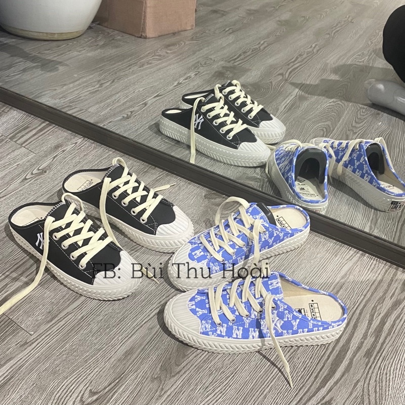 Giày thể thao Hoai Sneaker đạp gót, sục _mlb đen xanh có sẵn bản đẹp giá rẻ