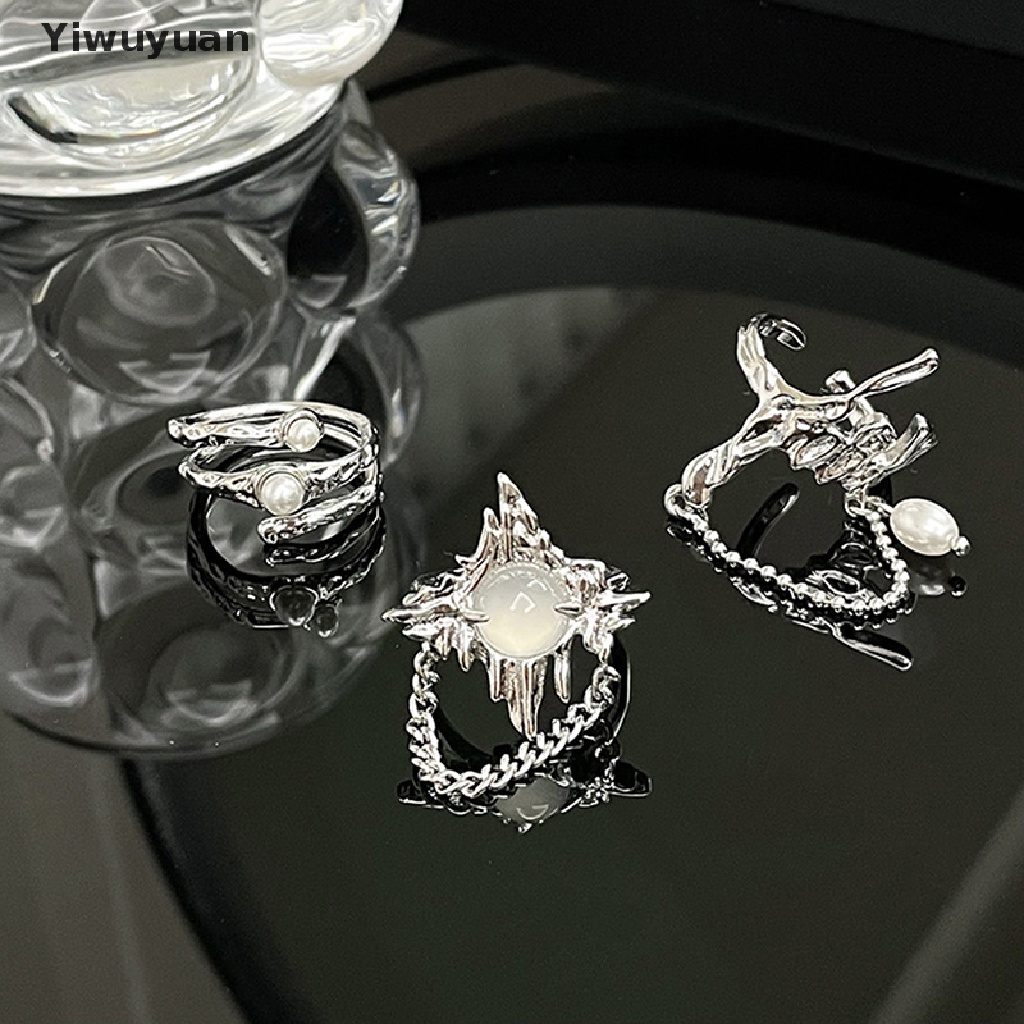 < Yiwuyuan > Nhẫn Đính Đá Mặt Trăng Ngôi Sao Tua Rua Phong Cách Gothic Cho Nữ